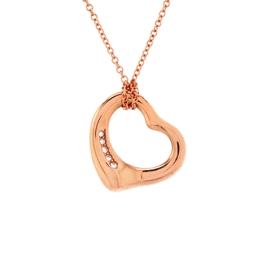 Tiffany & Co. Elsa Peretti Open Heart 5 Diamonds Pendant Necklace